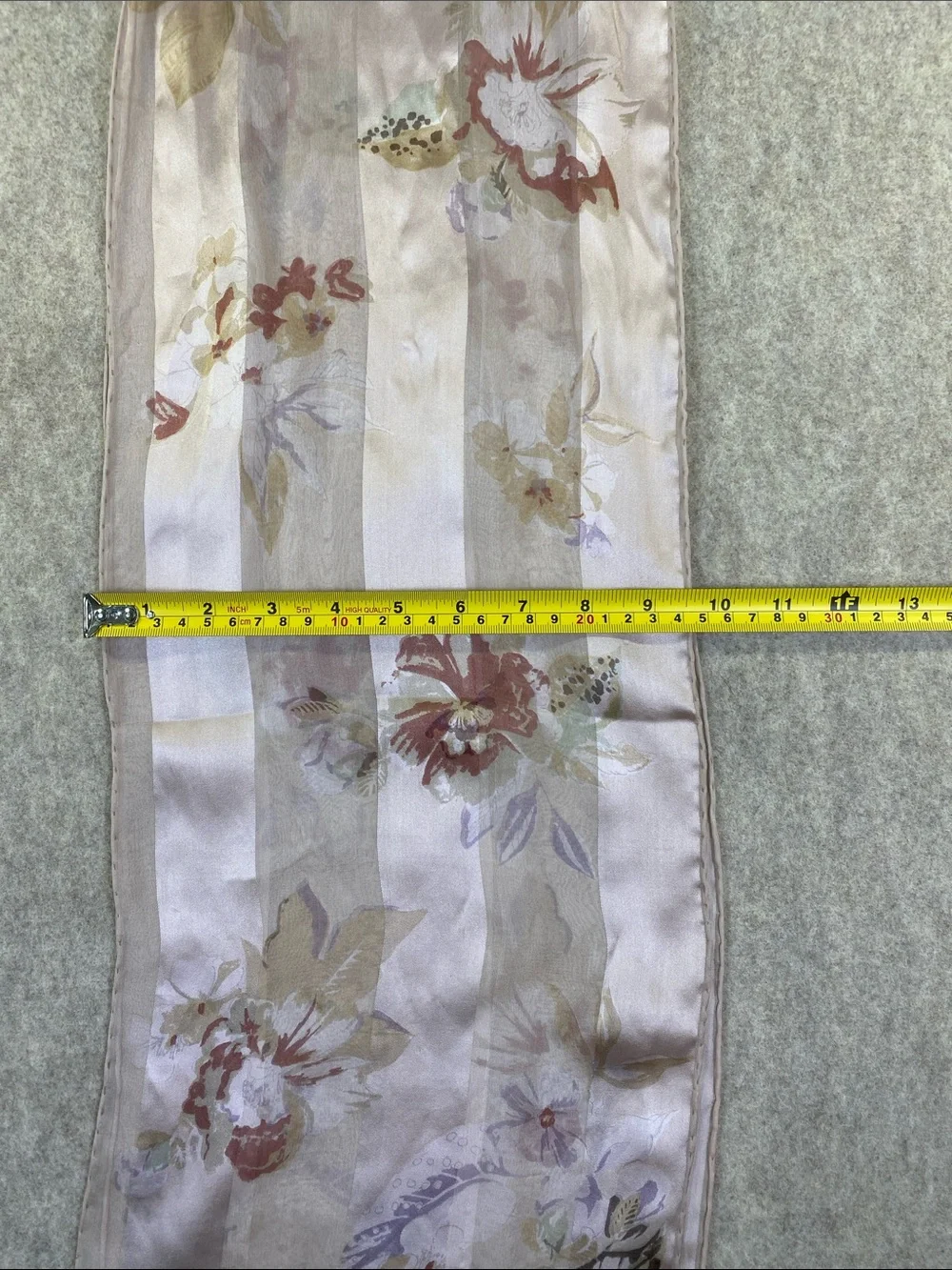 Bill Blass Vintage Silk Floral Striped Scarf Pink Taupe